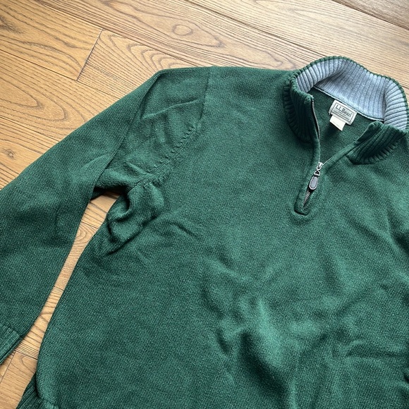 L.L. Bean Men's Cotton Sweater, Quarter-Zip size XL - Picture 3 of 8